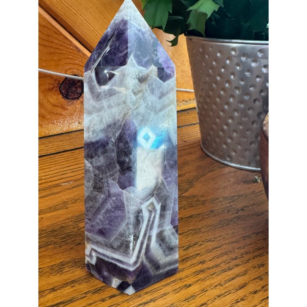 Chevron Amethyst Crystal Tower Polished Point 6–7 Inch - Picture 8 of 12